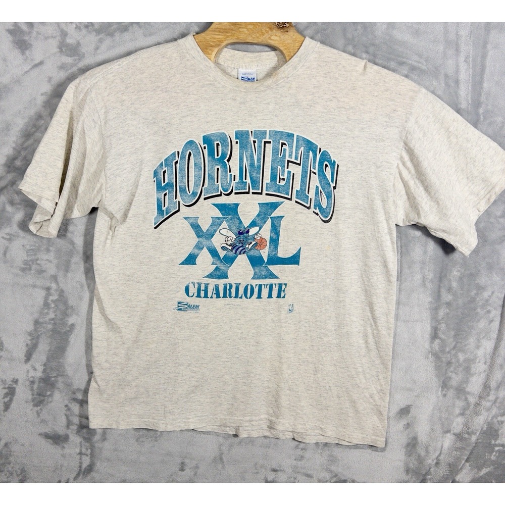 Vintage 1990 Salem Sportswear Charlotte Hornets T Shirt‎ Mens XL *worn*